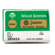 HILLMAN 385624 4 x 1 in. Brass Wood Screws 5320239